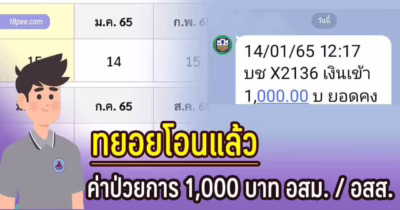 ทยอยโอนเงินค่าป่วยการ อสม มกราคม 2565 รับคนละ 1,000 บาทในบ่ายวันนี้