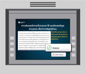 กดปุ่มยินยอมให้ธนาคารกรุงไทยเปิดเผยข้อมูลส่วนตัวบางอย่างได้ โปรดให้ความยินยอมในการเก็บรวบรวม ใช้ และเปิดเผยข้อมูลส่วนบุคคล เพื่อทำการพิสูจน์ตัวตน